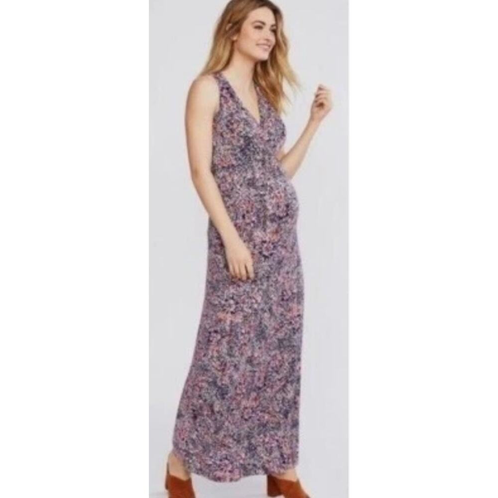 Motherhood Maternity Maxi Floral Sleeveless Nursing Friendly Dress Size Medium